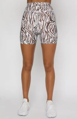 White Fox Boutique AU On The Regular Bike Shorts Zebra Restocked