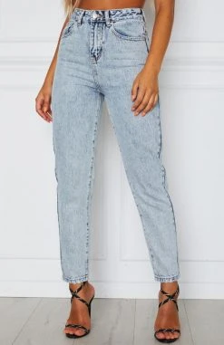 Whitefox Boutique What Goes Around Boyfriend Jeans Washed Blue Denim Clothing