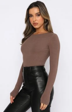 White Fox Boutique AU The Come Back Long Sleeve Bodysuit Mocha 12 White Fox Boutique AU The Come Back Long Sleeve Bodysuit Mocha