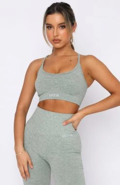 White Fox Boutique AU Time Check Seamless Sports Bra Olive Marle