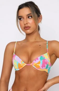 White Fox Boutique AU Costa Rica Bikini Top Ruche Cannes Print Restocked