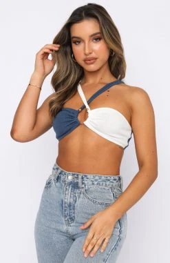 White Fox Boutique AU More Than Friends Crop Blue White