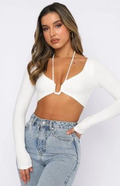 White Fox Boutique AU Clothing Freedom To Dream Long Sleeve Crop White