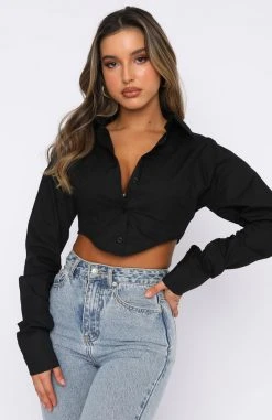White Fox Boutique AU Sale Somebody Else Crop Shirt Black