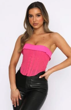 White Fox Boutique AU Clothing Bad At Love Bustier Lipstick Pink
