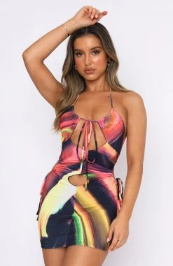 White Fox Boutique AU Worst Behaviour Mini Dress Digital Blur Print Clothing