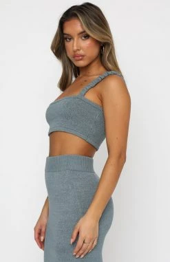 White Fox Boutique AU Prime Time Crop Steel Blue 9 White Fox Boutique AU Prime Time Crop Steel Blue