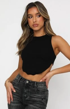 White Fox Boutique AU The Way It Goes Crop Black Clothing