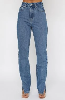 White Fox Boutique AU Be Cool Straight Leg Denim Jeans 90's Blue Sale