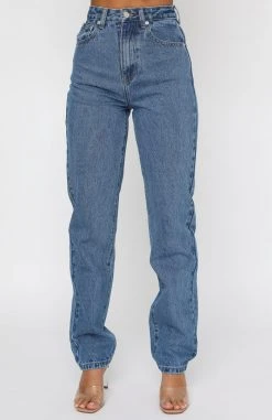 White Fox Boutique AU Clothing Who's That Girl Straight Leg Denim Jeans 90's Blue