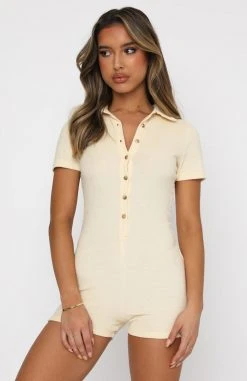 White Fox Boutique AU Golden Light Terry Playsuit Cream