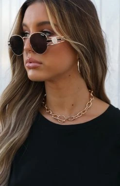 White Fox Boutique AU Girl Talk Choker Necklace Gold