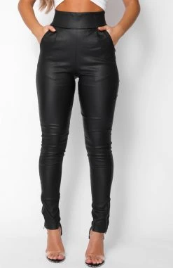 Whitefox Boutique Clothing Fire It Up Wet Look PU Pants Black