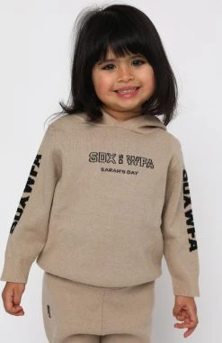 White Fox Boutique AU Not A Regular Kid Knit Hoodie Sand Collaborations