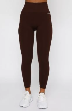 White Fox Boutique AU Seamless High Waisted Leggings Chocolate Restocked