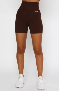 White Fox Boutique AU Seamless High Waisted Shorts Chocolate Restocked
