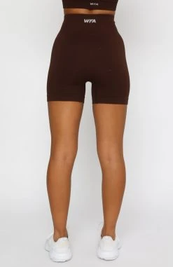 White Fox Boutique AU Seamless High Waisted Shorts Chocolate Restocked