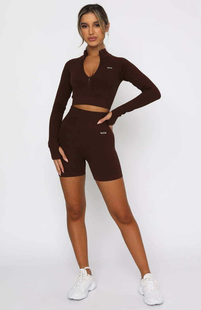 White Fox Boutique AU Restocked Seamless Long Sleeve Sports Crop Chocolate 7 White Fox Boutique AU Restocked Seamless Long Sleeve Sports Crop Chocolate