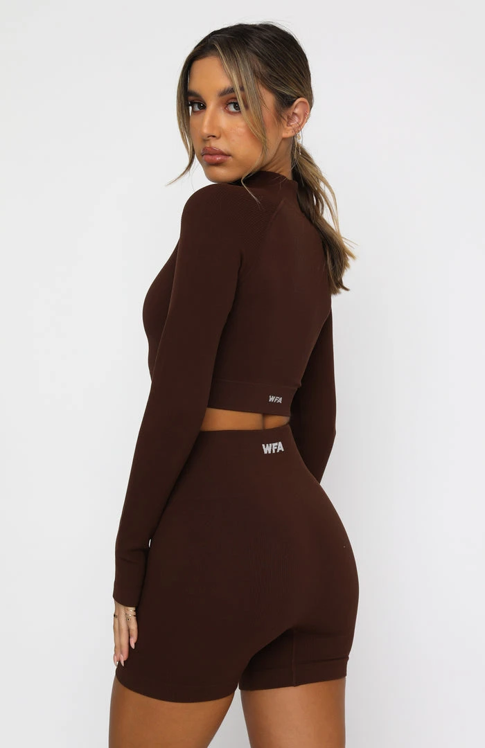 White Fox Boutique AU Restocked Seamless Long Sleeve Sports Crop Chocolate 6 White Fox Boutique AU Restocked Seamless Long Sleeve Sports Crop Chocolate