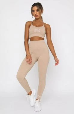 White Fox Boutique AU Coffee Date Seamless Sports Bra Sand