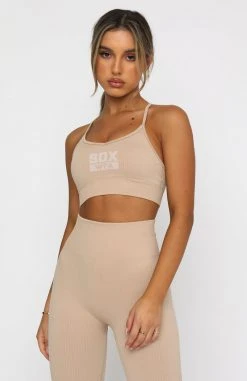 White Fox Boutique AU Coffee Date Seamless Sports Bra Sand