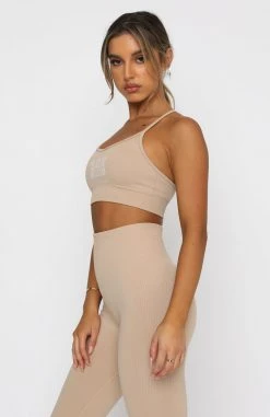 White Fox Boutique AU Coffee Date Seamless Sports Bra Sand