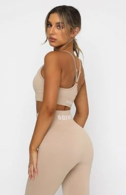 White Fox Boutique AU Coffee Date Seamless Sports Bra Sand