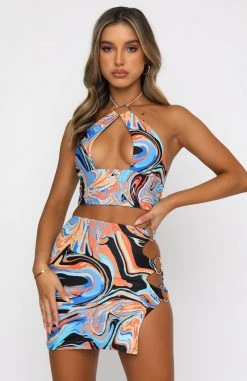 White Fox Boutique AU Clothing Tempt Me Crop Orange Swirl