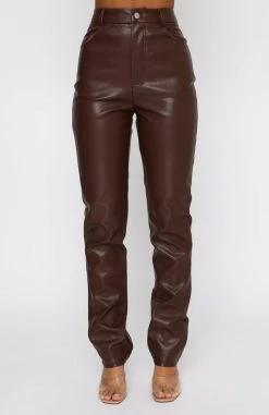 White Fox Boutique AU You've Got It PU Pants Chocolate