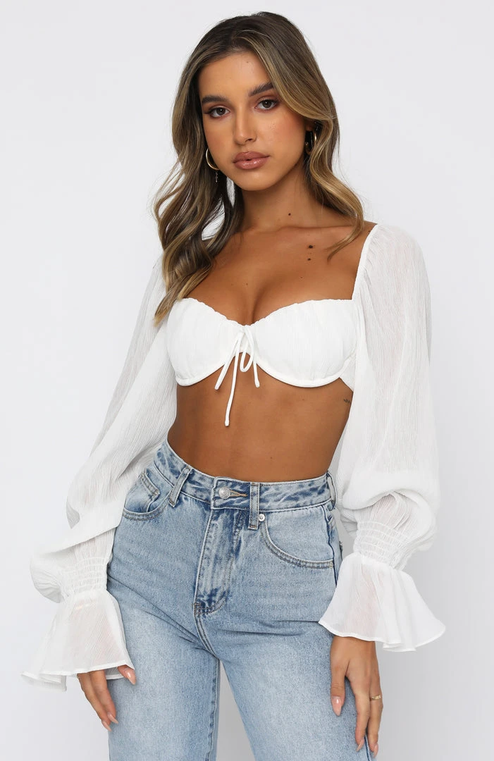 White Fox Boutique AU Clothing Memorable Moment Long Sleeve Crop White 4 White Fox Boutique AU Clothing Memorable Moment Long Sleeve Crop White