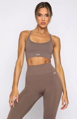 White Fox Boutique AU Restocked Cool Off Seamless Sports Bra Cocoa