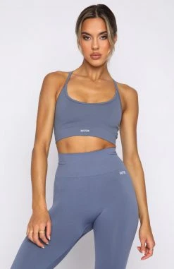 White Fox Boutique AU Cool Off Seamless Sports Bra Steel Restocked