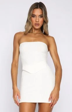 White Fox Boutique AU Fair And Square Knitted Bustier Off White Clothing