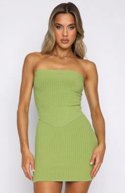 White Fox Boutique AU Fair And Square Knitted Bustier Matcha Clothing