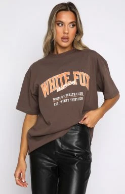 White Fox Boutique AU Health Club Tee Chocolate Clothing