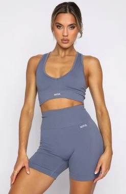 White Fox Boutique AU Activewear Unstoppable Seamless Sports Bra Steel