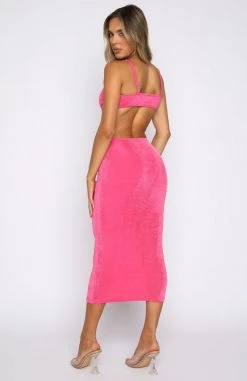 White Fox Boutique AU Always Extra Midi Dress Hot Pink Dresses