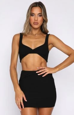 White Fox Boutique AU Tops Party Season Crop Black