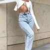 Whitefox Boutique Like Duh! Boyfriend Jeans Washed Blue Denim