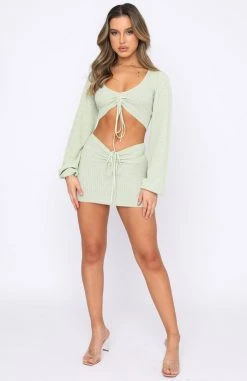 White Fox Boutique AU Clothing Undiscovered Mini Skirt Sage