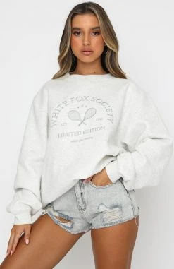 White Fox Boutique AU City Escape Oversized Sweater Grey Marle Clothing