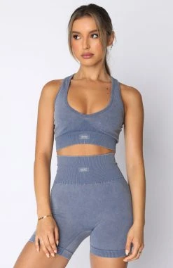 White Fox Boutique AU Game Plan Seamless Sports Bra Steel Acid Activewear