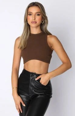 White Fox Boutique AU Clothing Commit To Me Crop Chocolate