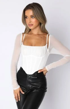 White Fox Boutique AU Clothing More Than Basic Long Sleeve Bustier White