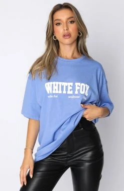 White Fox Boutique AU Classic Vibe Oversized Tee Blue