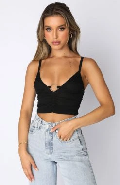 White Fox Boutique AU Enjoy Yourself Crop Black Clothing