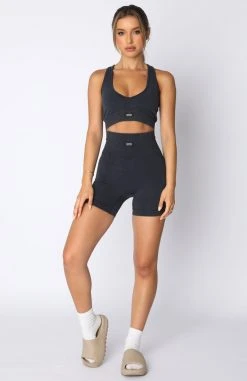 White Fox Boutique AU Game Plan Seamless Sports Bra Black Acid