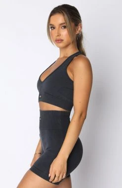 White Fox Boutique AU Game Plan Seamless Sports Bra Black Acid