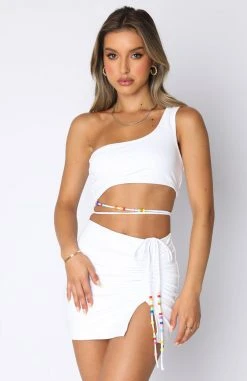 White Fox Boutique AU All Time High Crop White Tops