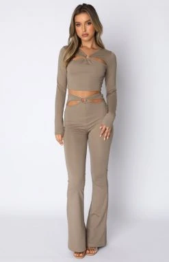 White Fox Boutique AU Wild World Long Sleeve Crop Taupe